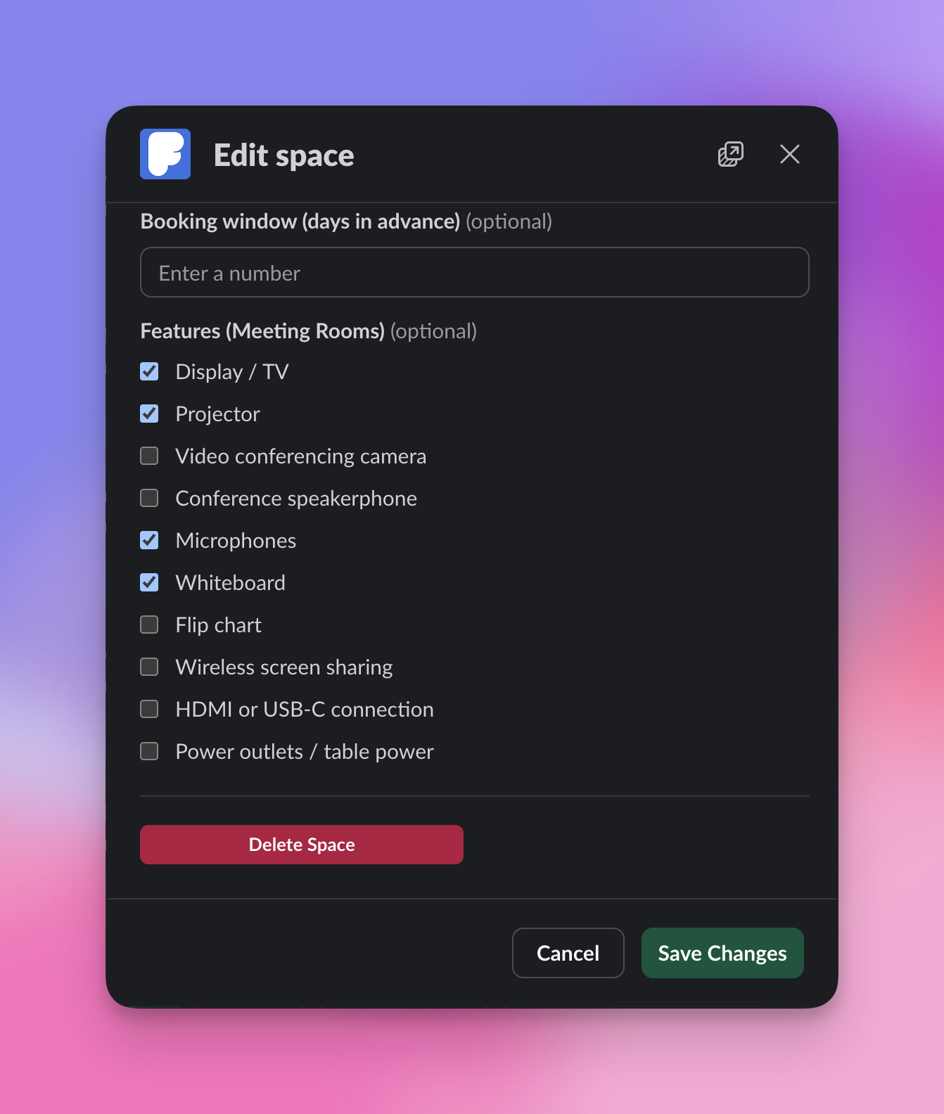 Meeting Rooms — FlexiDesk workspace booking screenshot
